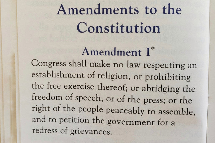 Close up of Leather Bound United States Constitution from Graphic Image.