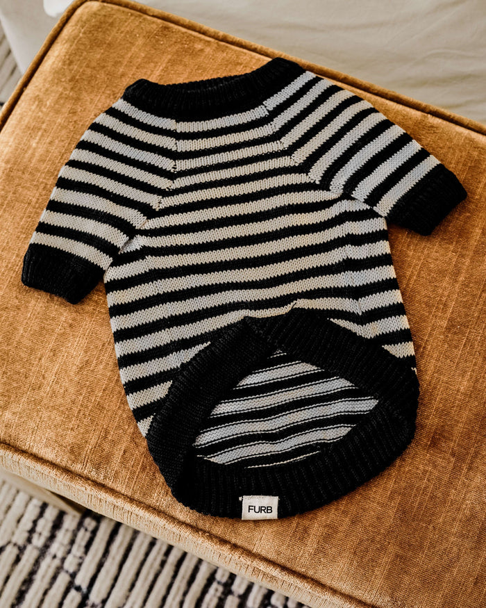 Like A Bandit Black Striped Sweater Product Image Detail. toy poodle sweaters