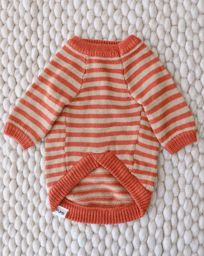 soft orange stripe dog sweater cozy modern pet clothing for small dogs