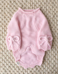 Lilah pink scalloped detail dog sweater with feminine knit design, ideal for stylish small to medium dogs like Pomeranians, Yorkies, French Bulldogs, and Toy Poodles