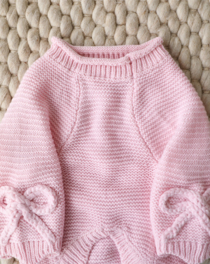 Elegant pink knit dog sweater with scalloped trim for everyday comfort, great for small breeds like Pugs, Boston Terriers, Mini Poodles, and French Bulldogs