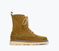 Freda Salvador Lilly Lace Up Boot in soft suede with front view showcasing stylish design and lace-up closure.