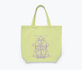 Freda Salvador limited edition illustrated tote bag in mint canvas with detailed artwork on the front, stylish accessories for everyday use.