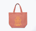 Freda Salvador limited edition illustrated tote bag in dusty rose color, showcasing artistic design on front.