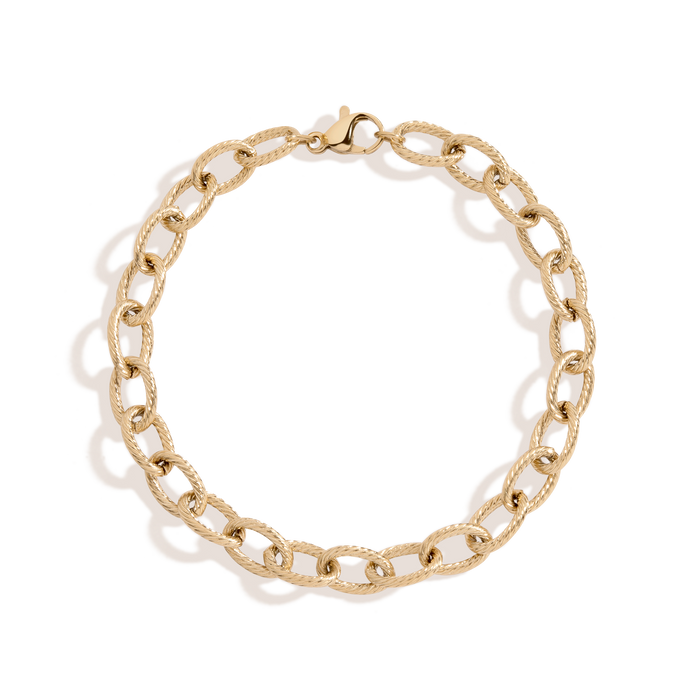 Link Chain Bracelet Stainless Steel Yellow Gold 6.5in 7in 7.5in First