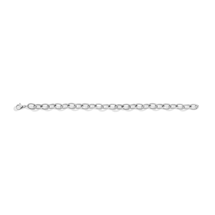Link Chain Bracelet Stainless Steel White Gold 6.5in 7in 7.5in