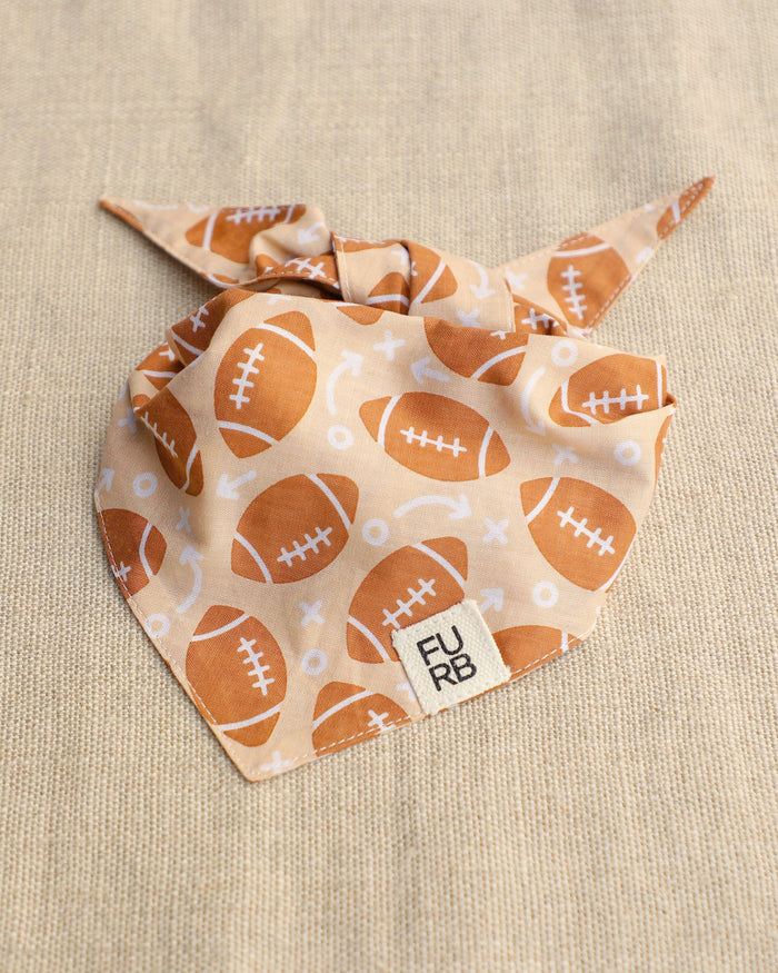 Little Champion Football Print Dog Bandana, durable cotton football print bandana for stylish small to medium breed dogs