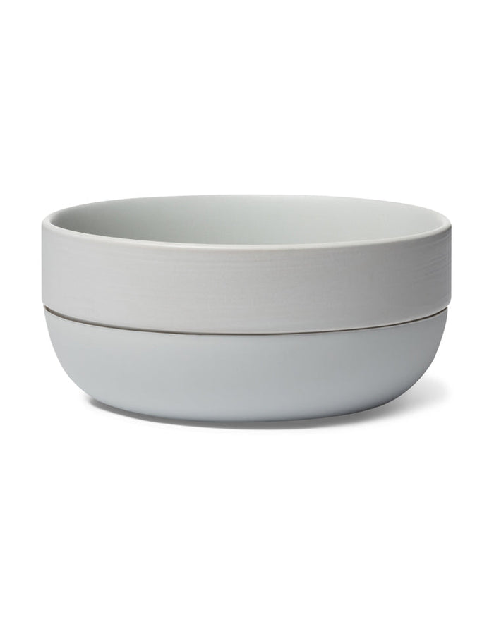 Little Foodie Grey Dog Bowl for small breeds like Pugs and Maltese, elegant two-tone design perfect for everyday meals.