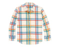 Primary Long Sleeve Button Down - Rainbow Flannel - Marshmallow / Rainbow Plaid. Available at www.tenlittle.com