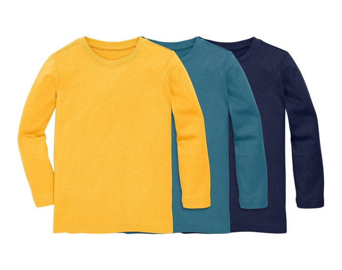 Primary - Long Sleeve Classic Tee 3 Pack - Slate Blue Mix - Available at www.tenlittle.com