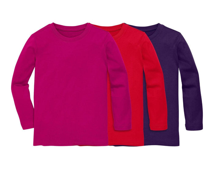 Primary - Long Sleeve Classic Tee 3 Pack - Raspberry Mix - Available at www.tenlittle.com