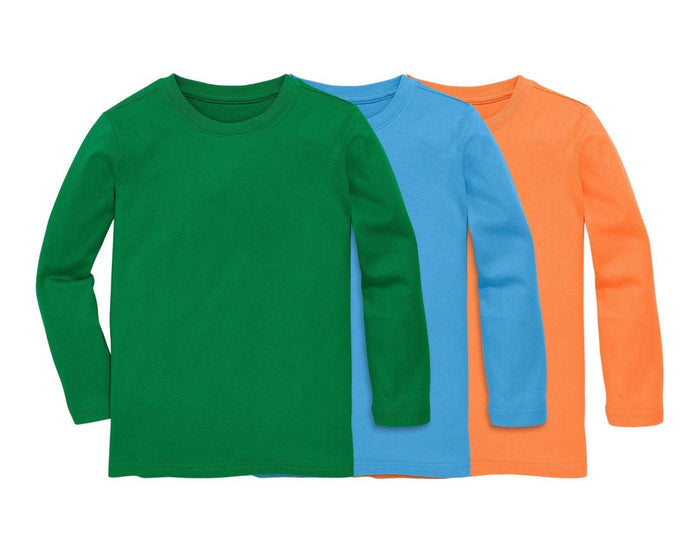 Primary - Long Sleeve Classic Tee 3 Pack - Grass Mix - Available at www.tenlittle.com
