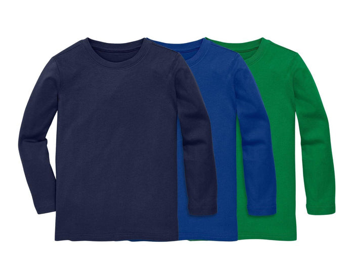Primary - Long Sleeve Classic Tee 3 Pack - Cobalt Mix - Available at www.tenlittle.com