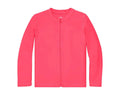 Front view of Primary Long Sleeve Full-Zip Rash Guard - Bright Azalea. Available at www.tenlittle.com