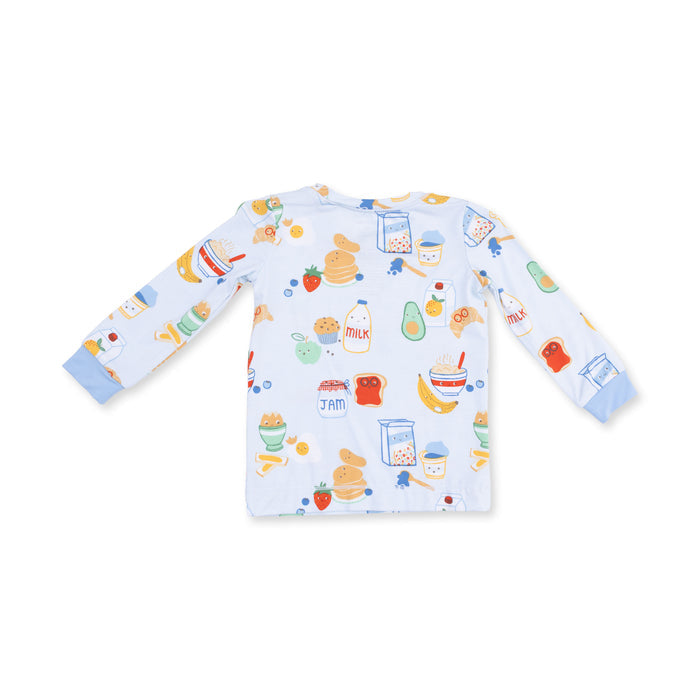Long Sleeve Loungewear Set-Breakfast Club Blue
