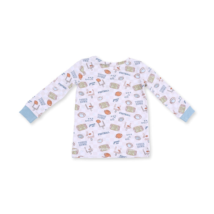 Long Sleeve Loungewear Set-Football Check