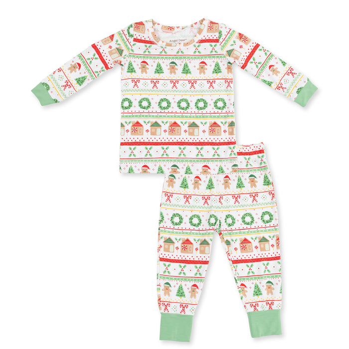 Long Sleeve Loungewear Set-Gingerbread Fairisle