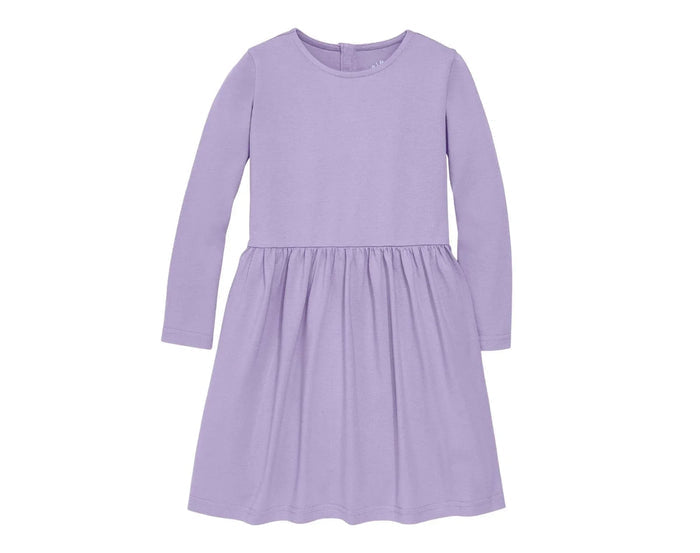 Primary Long Sleeve Pocket Dress - Iris. Available at www.tenlittle.com