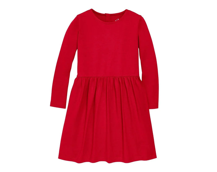 Primary Long Sleeve Pocket Dress - Cherry. Available at www.tenlittle.com