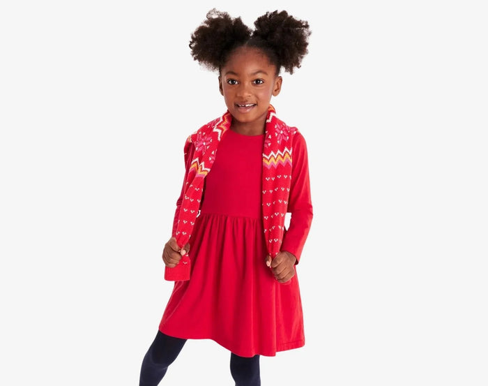 Child wearing Primary Long Sleeve Pocket Dress - Cherry. Available at www.tenlittle.com