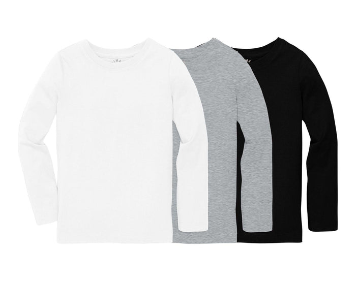 Primary - Long Sleeve Slim Tee 3 Pack - Neutral Mix - Available at www.tenlittle.com