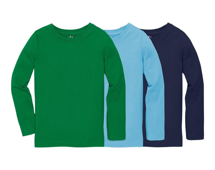 Primary - Long Sleeve Slim Tee 3 Pack - Grass Mix - Available at www.tenlittle.com