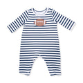 Long Sleeve Snap Shoulder Romper-Football Navy