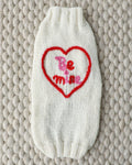 Love Notes Knit Dog Sweater for small-medium dogs. Cozy and cute for Pugs, Mini Aussies, and Cocker Spaniels on Valentine's Day or daily wear.