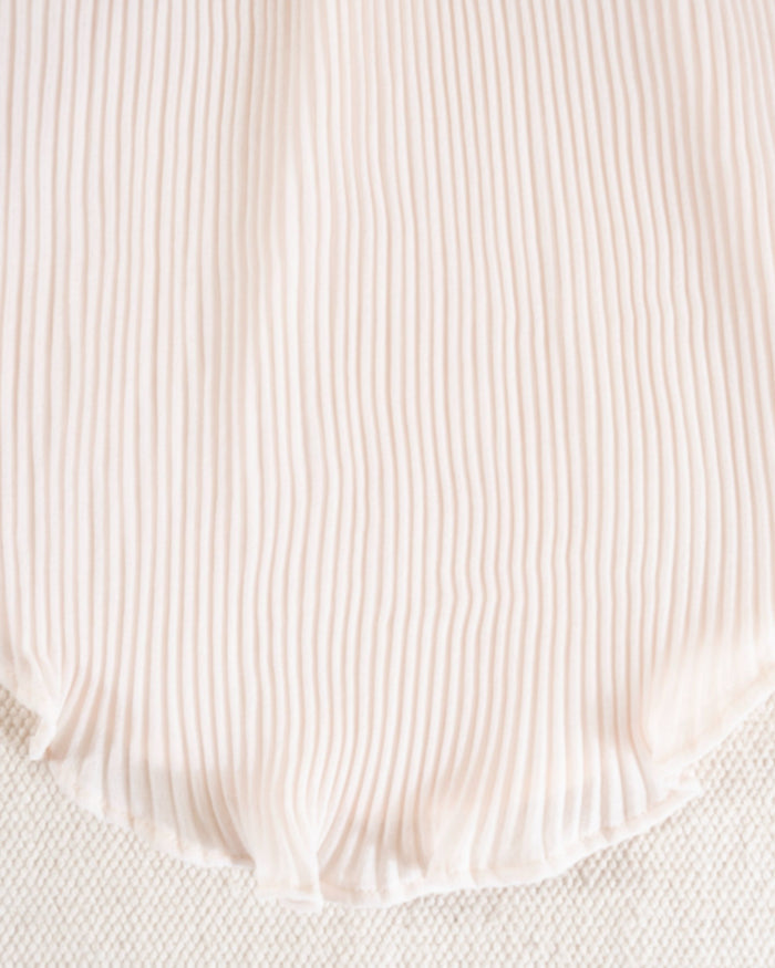 Stylish petal pink pleated chiffon dress for dogs like Pugs and Cocker Spaniels.