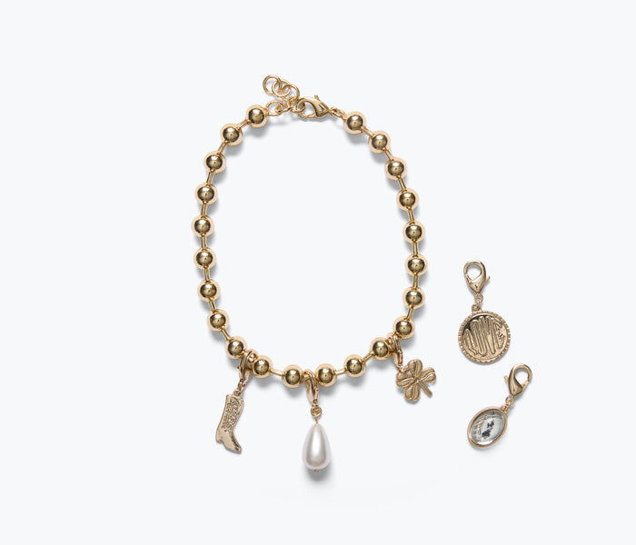 FREDA SALVADOR Lucky Charms set featuring colorful charms on a delicate ball chain anklet, casual jewelry accessory.