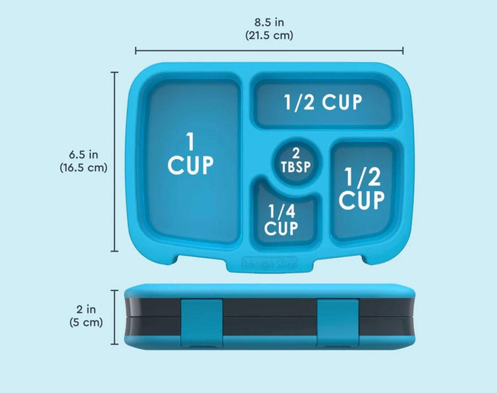 Dimensions of Bentgo Lunch Box in Dinosaur. Available at www.tenlittle.com