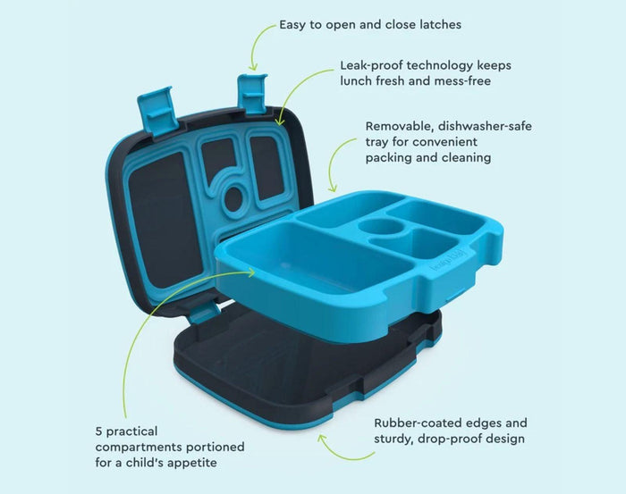 Features of Bentgo Lunch Box in Dinosaur. Available at www.tenlittle.com