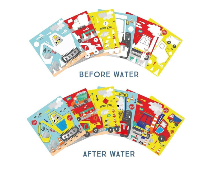 Floss & Rock Magic Water Reusable Color In Pad Construction. Available at www.tenlittle.com