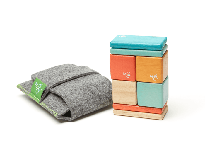 Tegu Magnetic Wooden Blocks & Travel Pouch - 8 Pieces. Available at www.tenlittle.com