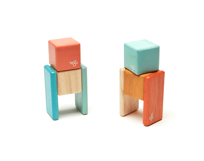 Tegu Magnetic Wooden Blocks & Travel Pouch - 8 Pieces. Available at www.tenlittle.com