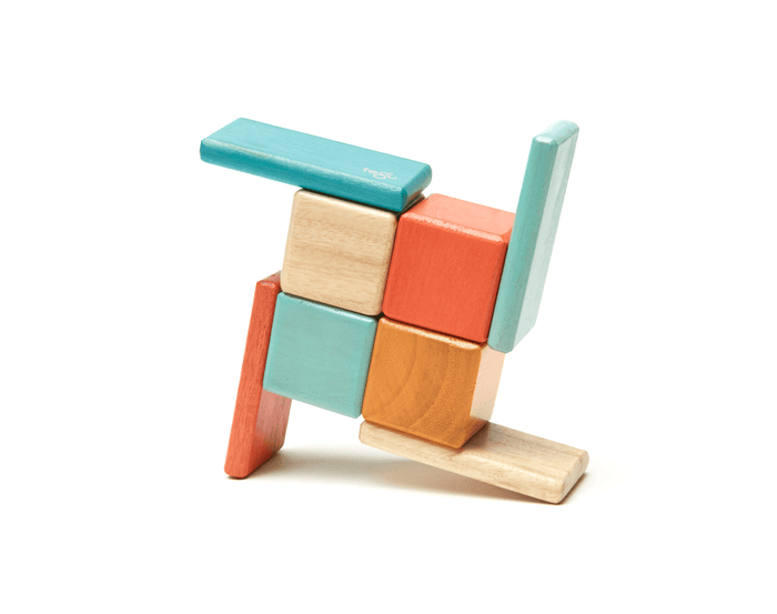 Tegu Magnetic Wooden Blocks & Travel Pouch - 8 Pieces. Available at www.tenlittle.com