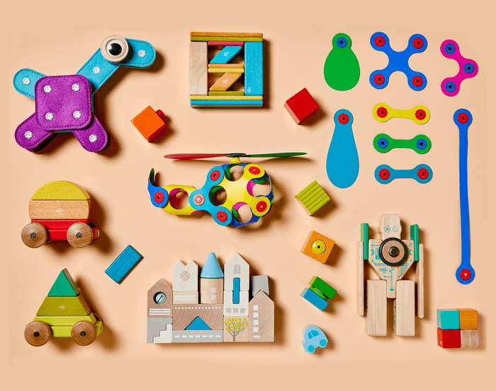 Tegu Magnetic Wooden Blocks & Travel Pouch - 8 Pieces. Available at www.tenlittle.com