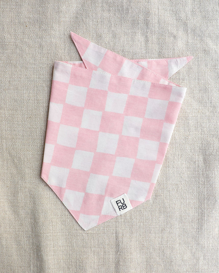Make a Move Pink Check Bandana, dog bandana for stylish dogs with pink check