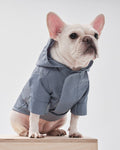 Make A Splash blue adjustable dog rain jacket with waterproof lightweight design for rainy walks, perfect for small to medium breeds like French Bulldogs, Pugs, and Beagles