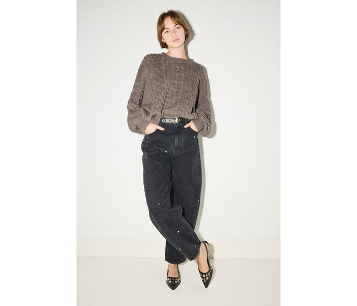 Black Marie slingback point flats by FREDA SALVADOR with grommet details and a sleek, elegant design.