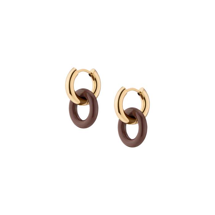 Maroon Bold Connection Earrings Stainless Steel Yellow Gold First