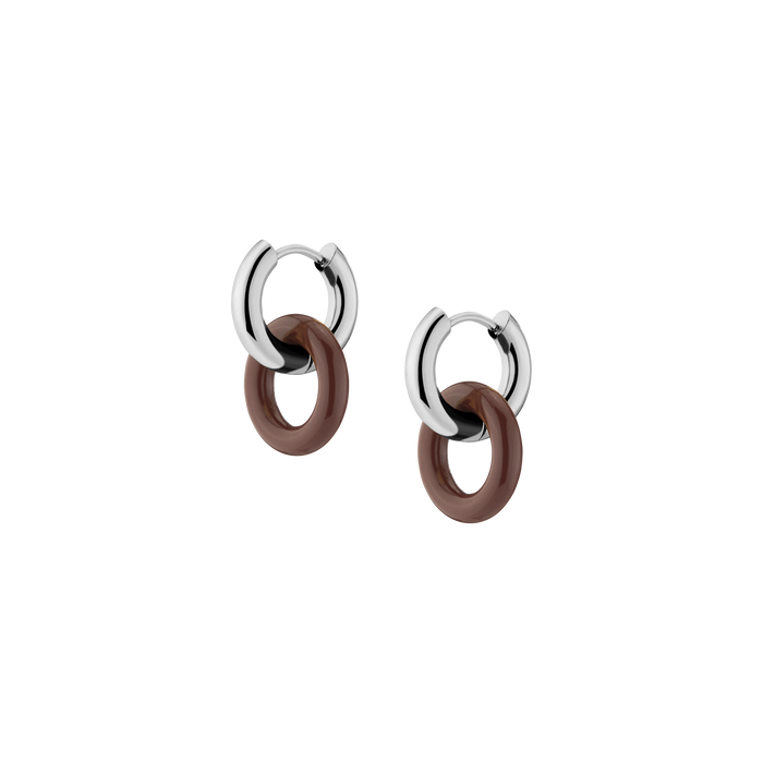 Maroon Bold Connection Earrings Stainless Steel White Gold First