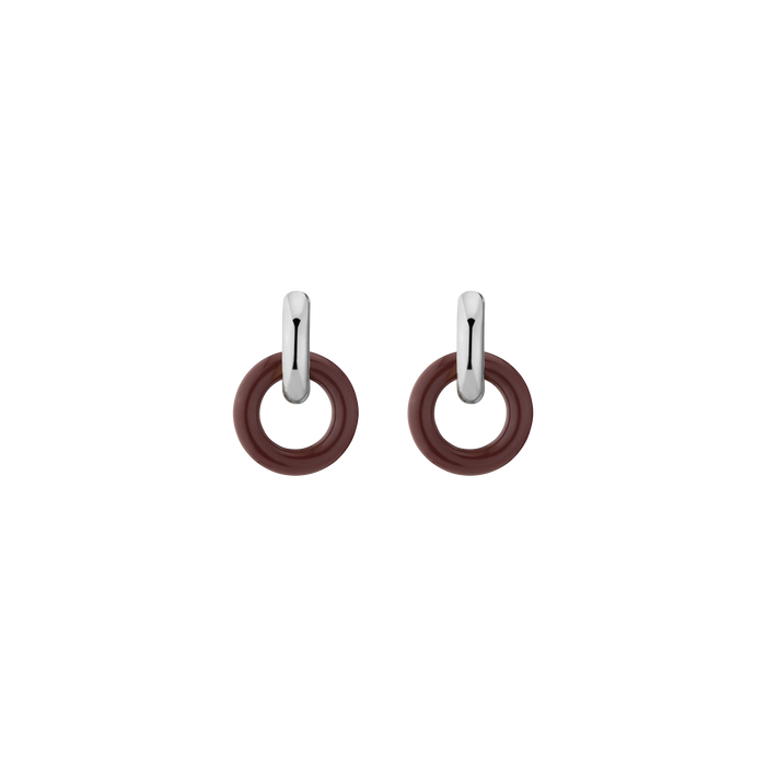 Maroon Bold Connection Earrings Stainless Steel White Gold