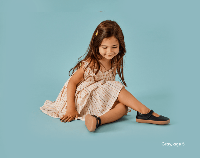 Girl age 5 wearing Ten Little Mary Janes - Classic Black. Available at www.tenlittle.com