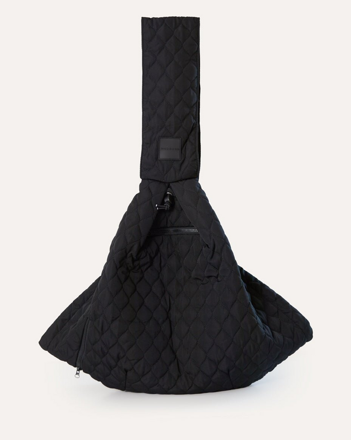 Maxbone Eco Packable Sling in Black, eco-friendly recycled nylon dog carrier designed for small dogs up to 10 pounds