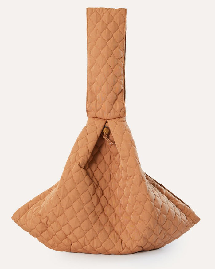 Maxbone Eco Packable Sling in Camel, eco-friendly recycled nylon dog carrier designed for small dogs up to 10 pounds