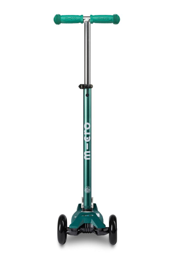 Front View of Micro Kickboard Maxi Deluxe Eco Scooter - Green - Available at www.tenlittle.com