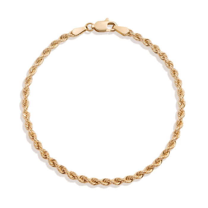 Medium Rope Chain Bracelet Vermeil 14k Yellow Gold 6in 6.5in 7in 7.5in First