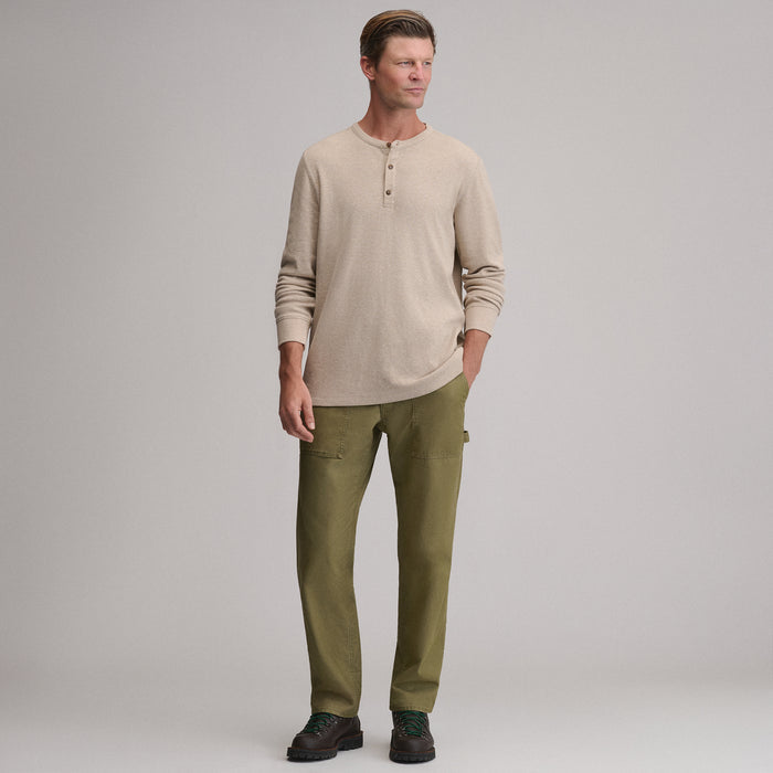 Men's Birds Eye Long-Sleeve Thermal Henley-Light Khaki-4