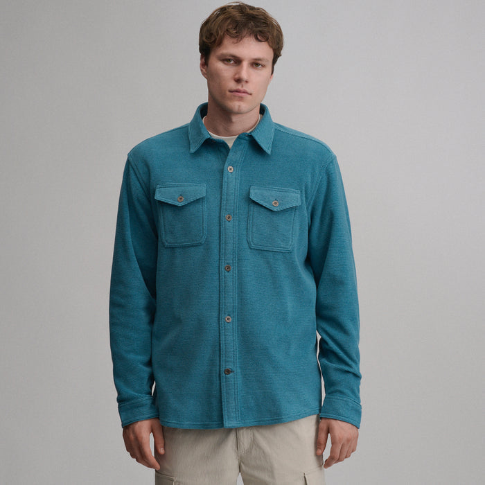 LS Chutes Microfleece Shirt - Stripe-Meridian Blue-1
